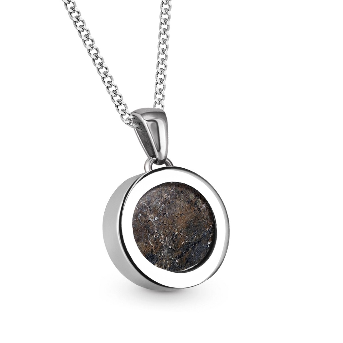 🦚 Meteorite Coin – Kette mit Anhänger Silber